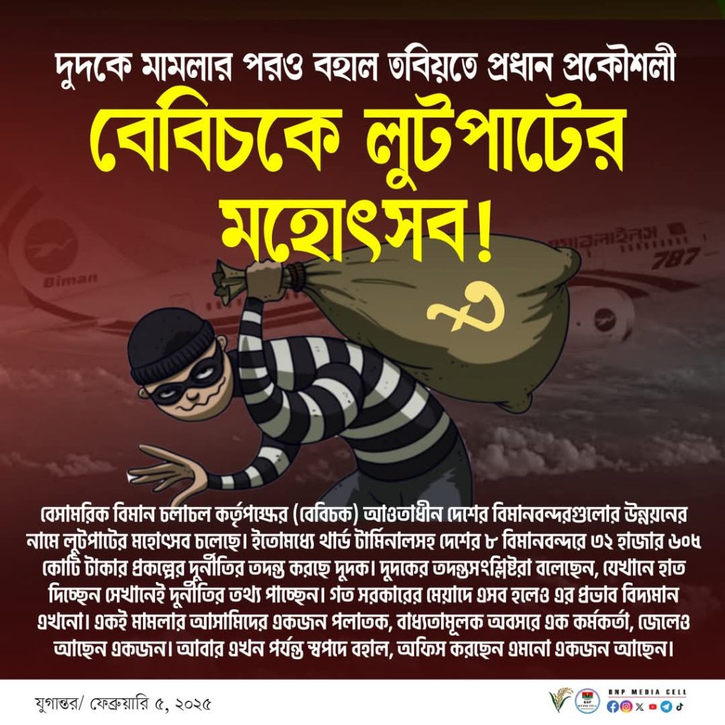 দুদকে মামলার পরও বহাল তবিয়তে প্রধান প্রকৌশলীবেবিচকে লুটপাটের মহোৎসব!