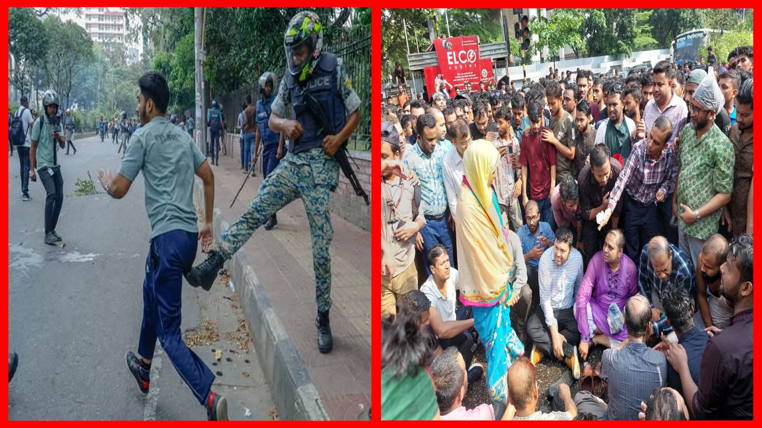 হাসনাতদের বেলায় ঠান্ডা পানি স্প্রে; জবি শিক্ষার্থীদের বেলায় টিয়ার শেল, সাউন্ড গ্রেনেড, লাঠি চার্জ: জবি শিক্ষার্থী