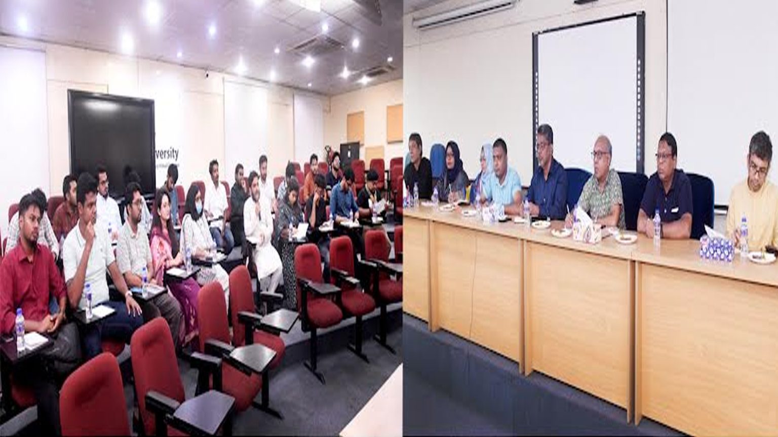 ডাকসু নির্বাচনে রিটার্নিং কর্মকর্তাদের সঙ্গে শিক্ষার্থীদের বিভিন্ন বাস রুট কমিটির বৈঠক