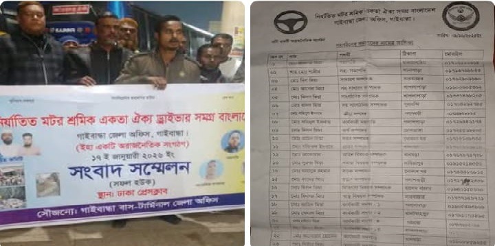 নির্যাতিত মটর শ্রমিক একতা ঐক্য ড্রাইভার সমগ্র বাংলাদেশ” গাইবান্ধা জেলা কমিটির র্যালি
