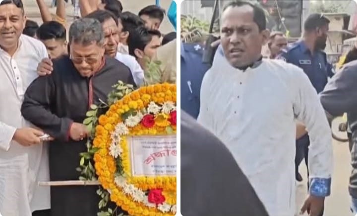 গাইবান্ধায় কেন্দ্রীয় শহীদ মিনারে জয় বাংলা স্লোগানে ঝটিকা মিছিল, আটক ২ আ’লীগ নেতা