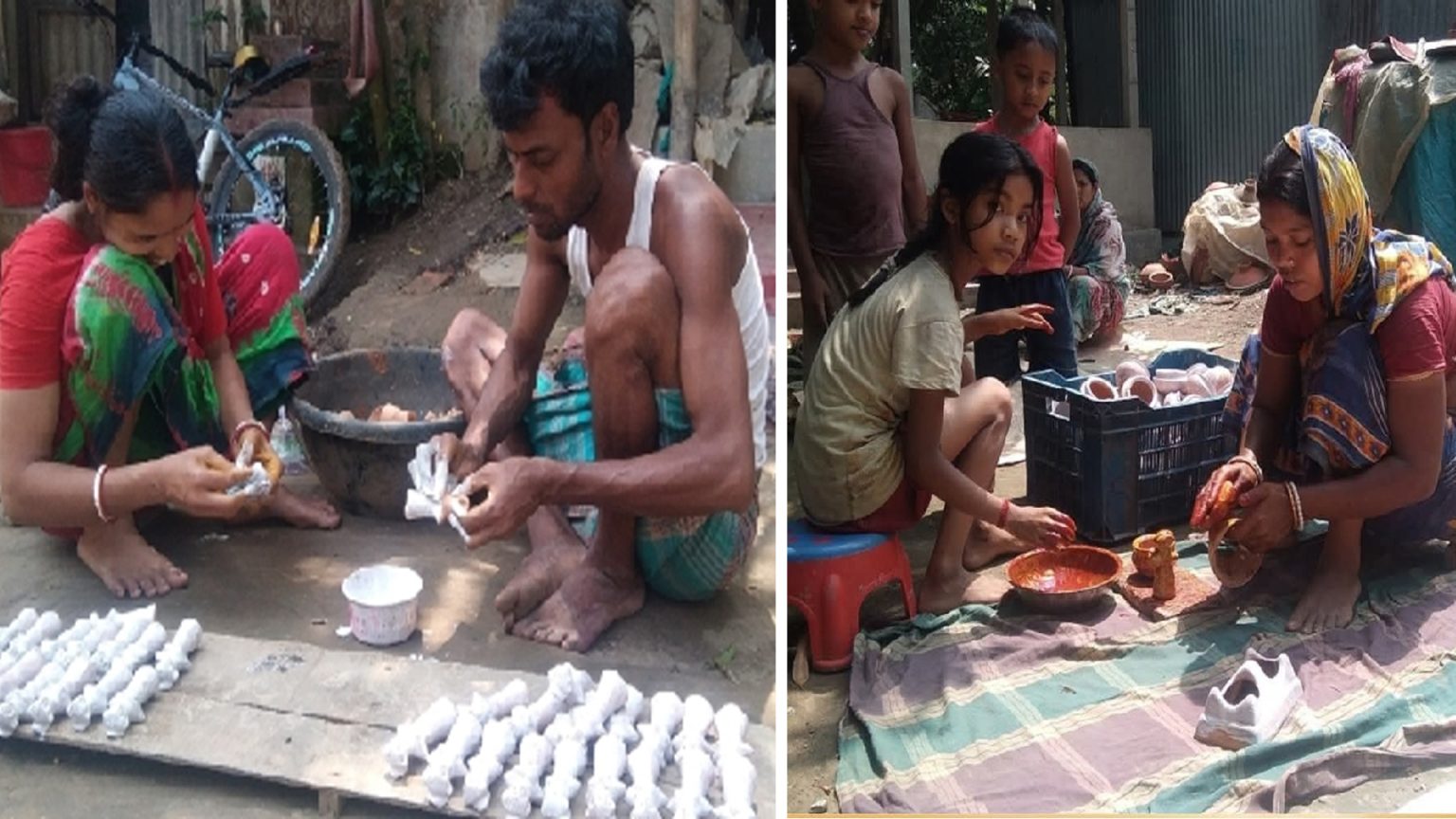 প্রখর রোদেও ঘামছে না নিপুণ হাত,বৈশাখী মেলার প্রস্তুতিতে ব্যস্ত নবীনগরের পালপাড়া