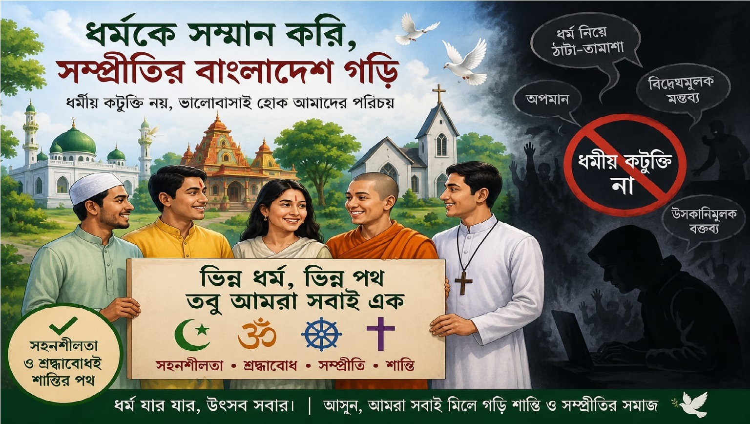 ধর্মীয় কটুক্তি: সমাজে বিভাজন নয়, সম্প্রীতির বার্তা প্রয়োজন