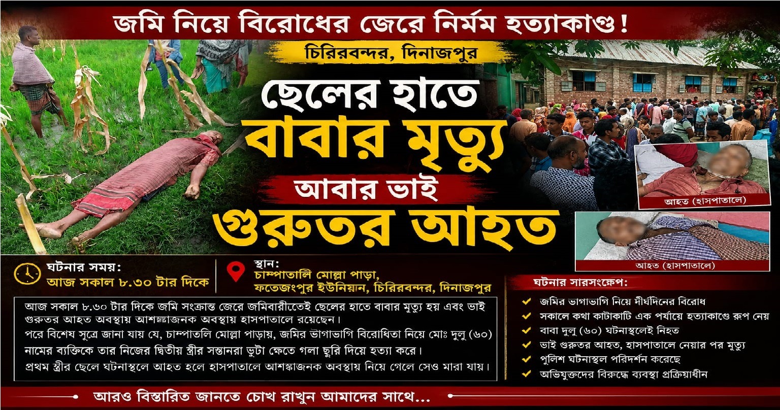 ছেলের হাতে বাবার নির্মম হত্যা, ভাই গুরুতর আহত