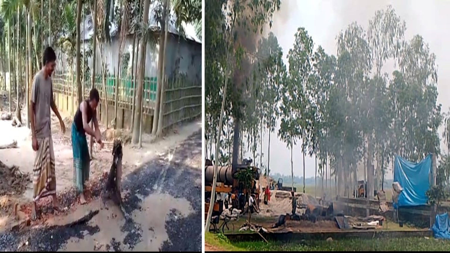 গাইবান্ধার সাদুল্লাপুরে নিম্নমানের রাস্তা নির্মাণ: হাতেই উঠে আসছে কার্পেটিং