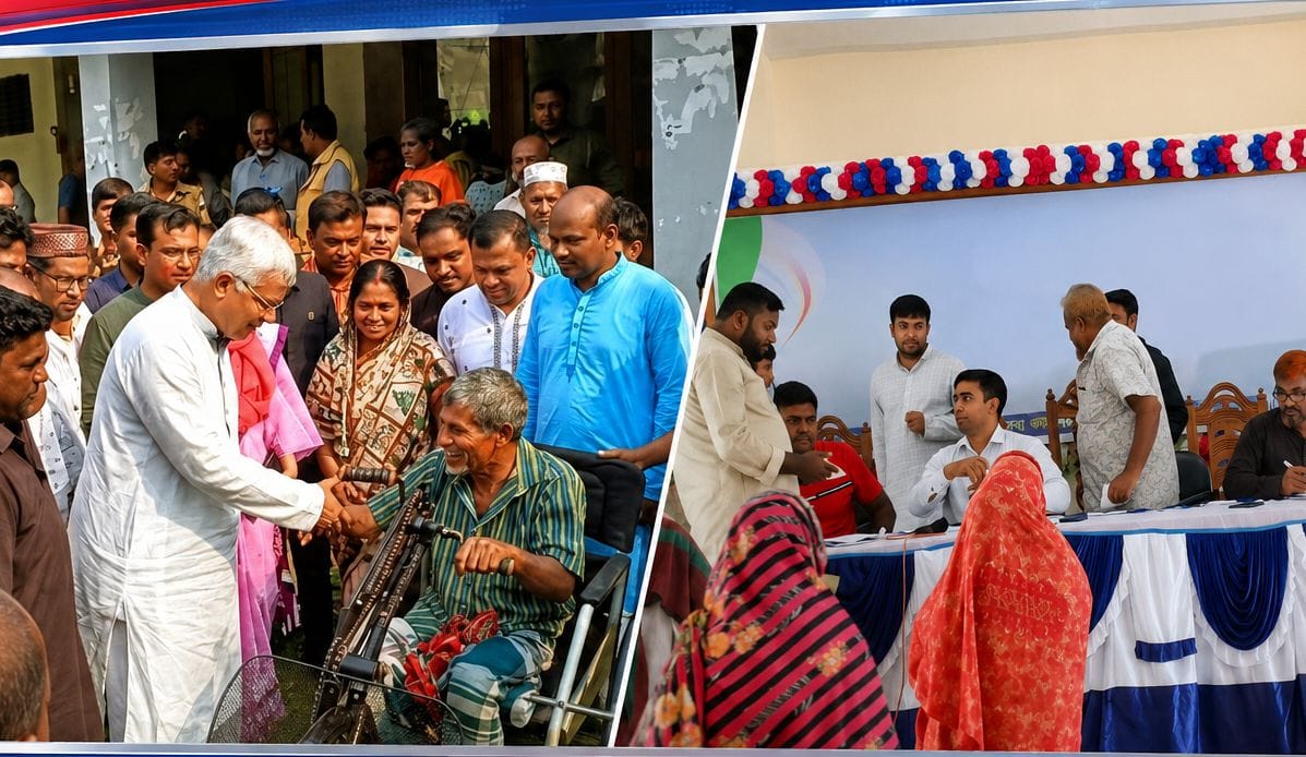 ঘোড়াঘাটে ঝড়দুর্গত পরিবার ও প্রতিবন্ধীদের মাঝে ঢেউটিন, জিআর চাল, সহায়ক উপকরণ ও বিশেষ অনুদান বিতরণ