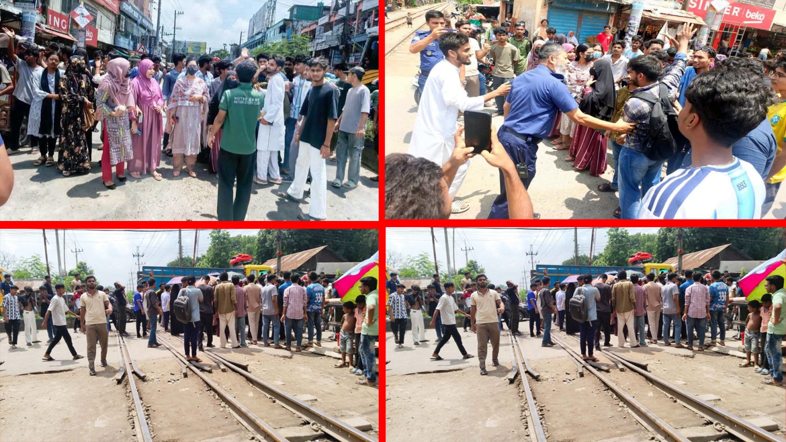 শিক্ষামন্ত্রীর পদত্যাগের দাবিতে দিনাজপুরে শিক্ষার্থীদের বিক্ষোভ ও দিনাজপুরে রেললাইন অবরোধ, যান চলাচল ব্যাহত