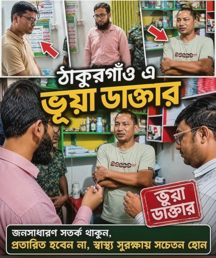 ঠাকুরগাঁওয়ে দুই ভুয়া চিকিৎসককে জরিমানা, ভ্রাম্যমাণ আদালতের অভিযান