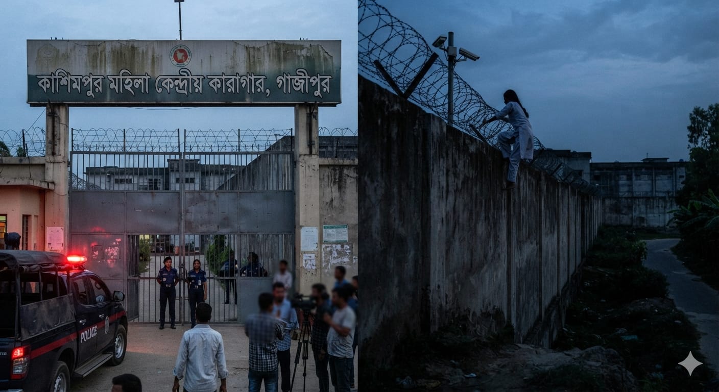 কাশিমপুর মহিলা কেন্দ্রীয় কারাগার থেকে দেয়াল টপকে বন্দির পলায়ন, এখনো মেলেনি সন্ধান